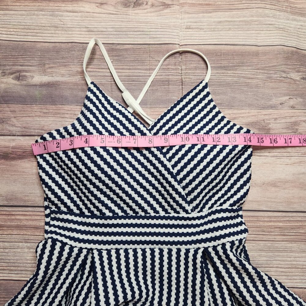 Charlotte Russe Nautical Sailor Navy Blue Flare Skater Dress - Picture 6 of 15